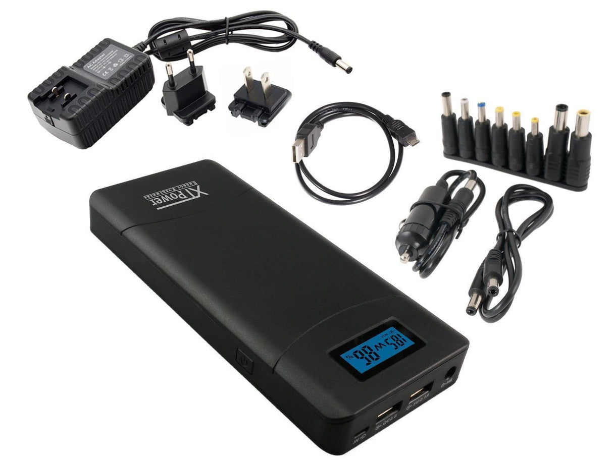 XTPower® XT-20000QC3-AO-PA - Batería con Fuente de alimentación (12-24 V hasta 65 W, sin Apagado automático, batería USB QC3, Capacidad de 20100 mAh, 1 USB, 1 Conector USB QC3 y Conector Redondo de