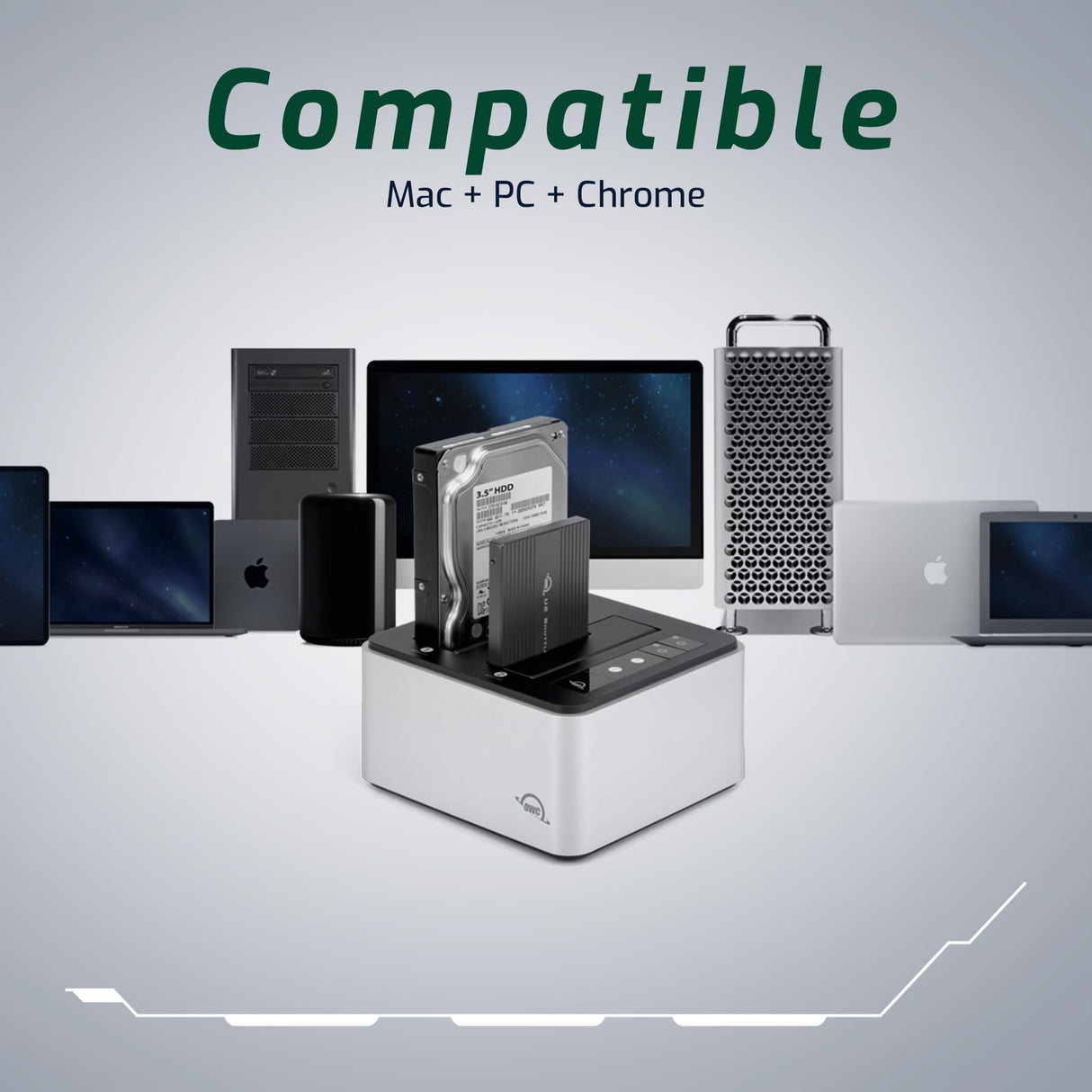 OWC Drive Dock USB-CD Solución de bahía de Unidad Dual, USB 3.1 Gen 2, para Mac y PC, (TCDRVDCK)