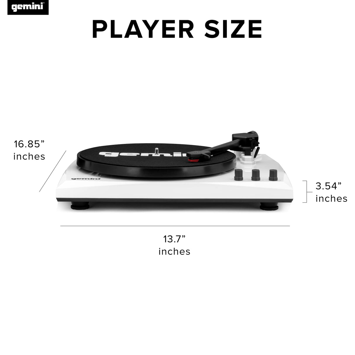 Gemini TT-900BB Stereo Turntable Music System - Belt Drive - Bluetooth input - Dual 50 Watt Stereo Speakers - Includes 45 Adapter (White)