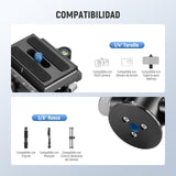 NEEWER Cámara Vídeo Trípode Cabezal Inclinable con Base Niveladora +/-15°, Cabezal de Trípode Fotografía con Mango Retráctil,1/4" Placa QR Tipo Arca para Videocámara DSLR, Carga Máx 11lb/5kg, TH03