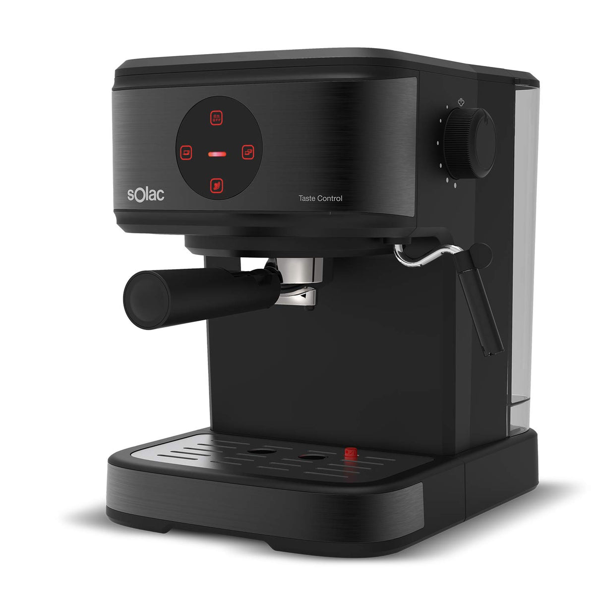 Solac CE4498 Taste Control - Cafetera espresso táctil, 20bar, Double Cream, Espresso y Cappuccino, 850W, parada automática, 1 o 2 cafés, Monodosis/molido, Vaporizador de acero inoxidable, 1.5 L, negra