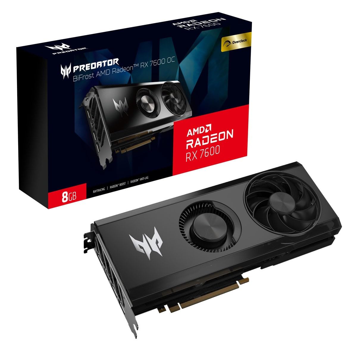 Acer Predator BiFrost AMD Radeon RX 7600 OC - 8GB GDDR6, HDMI, 3X DP