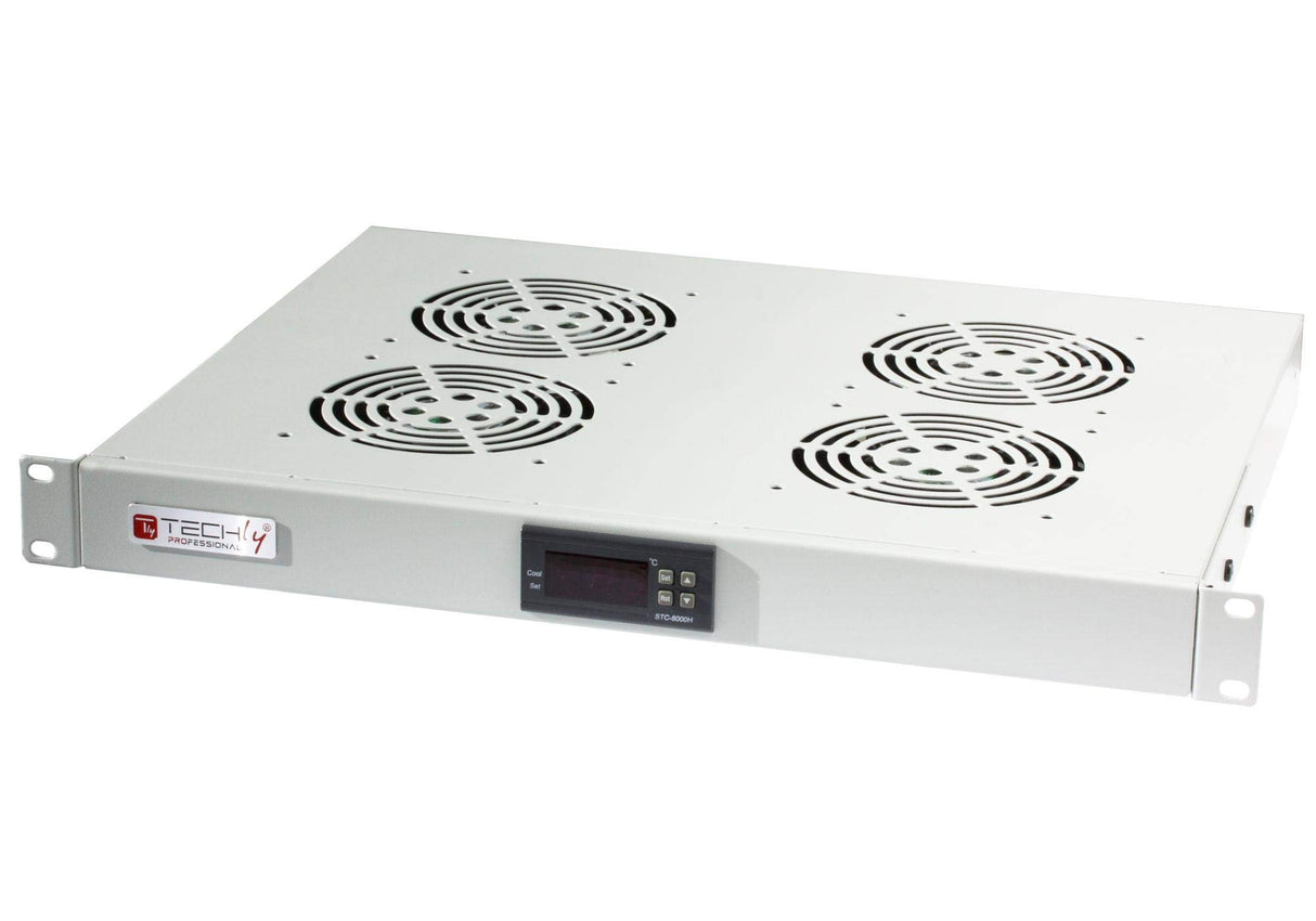 'ventolazione Armarios Techy 4 ventiladores 1U para rack 19 con termostato LED gris