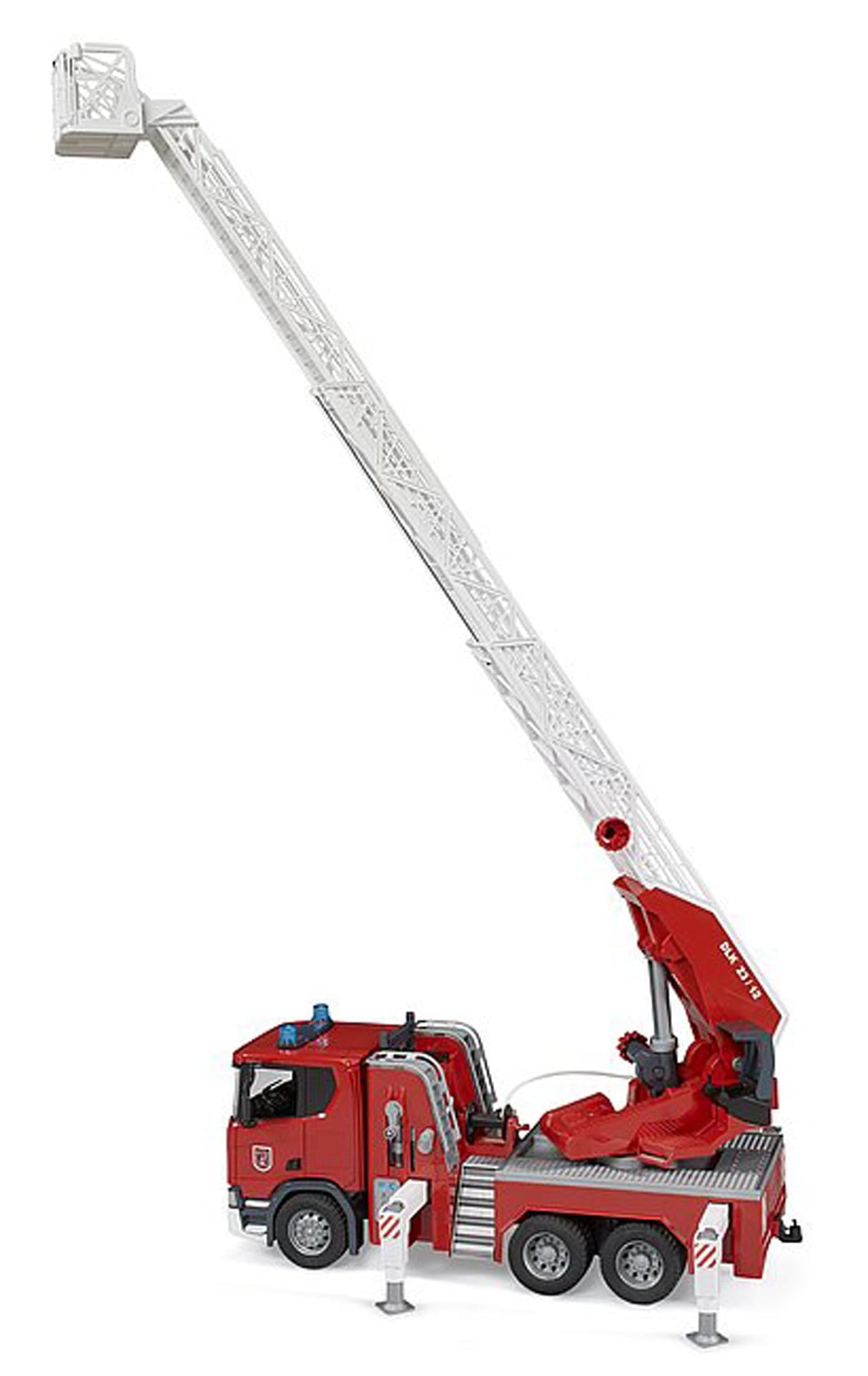 bruder 03591 - Scania Super 560R Camión de bomberos con escalera giratoria, bomba de agua, módulo de luz y sonido - 1:16 Vehículos, Camión de bomberos, Juguetes a partir de 4 años