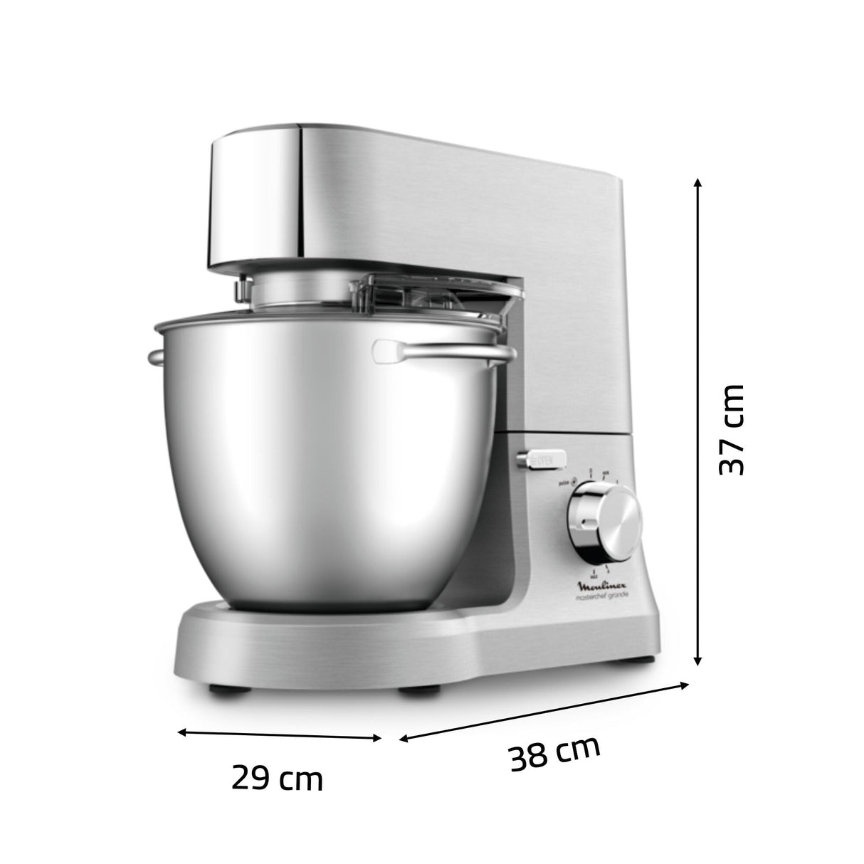 Moulinex Masterchef QA810D01 - Robot de cocina y repostería profesional 1500 W con kit de masas metálico, bol XL de 6,7 L, 4 posibilidades de accesoríos compatibles, de acero inoxidable