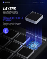 Donner Teclado controlador de almohadilla MIDI USB tipo C, máquina de almohadilla de tambor profesional Beat Maker con 16 almohadillas, salida MIDI, 2 atenuadores asignables y pomos
