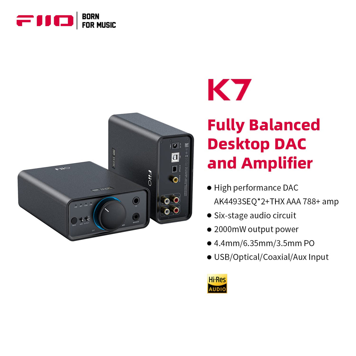 FiiO DAC y amplificador de escritorio K7