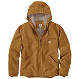 Carhartt Men's Relaxed Fit Washed Duck Sherpa-Lined Jacket, Brown, 3X-Large