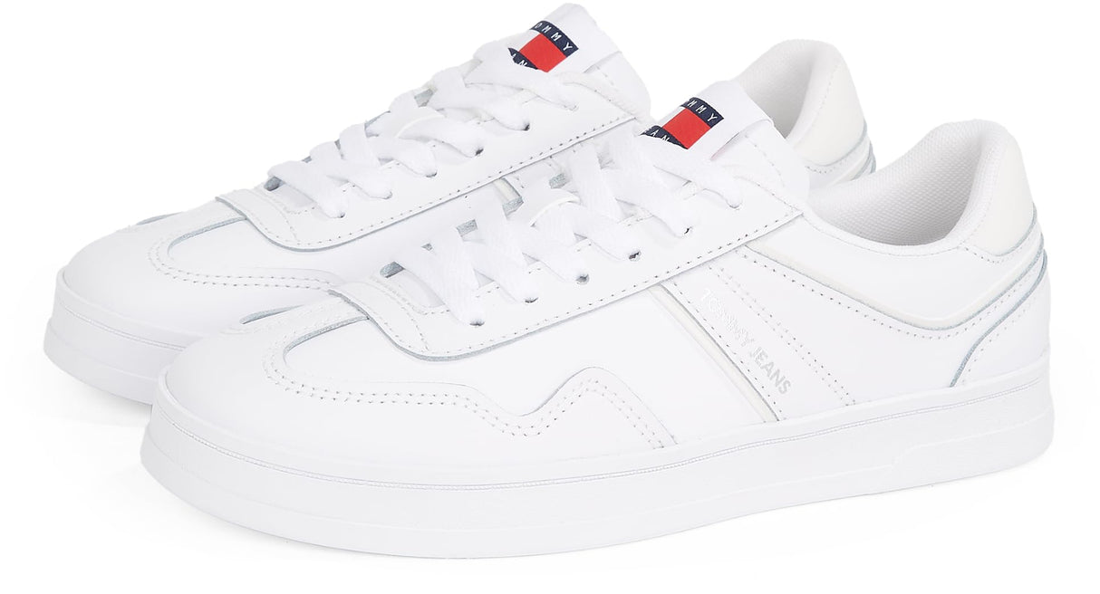 Tommy Jeans Low Profile Sneaker Mujer Greenwich Leather Elegante, Blanco (White), 37