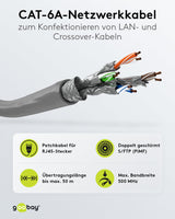 Goobay 96095 Cable de red CAT 6 A cable de instalación 305m CAT 6A cable de conexión S/FTP cable Ethernet sin halógenos sin enchufe Cable LAN gris 350 metros