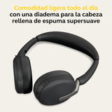 Jabra Evolve2 65 Flex Auriculares Estéreo Inalámbricos con Bluetooth, Tecnología ClearVoice con Cancelación de Ruido y ANC Híbrido, Certificados para MS Teams, Negro