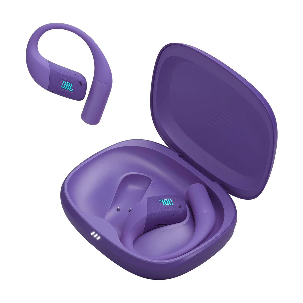 JBL Endurance Zone Auriculares Deportivos inalámbricos Abiertos True Wireless, diseño ergonómico de Gancho, OpenSound, 32 h de autonomía, Resistencia IP68, Google Finder, Violeta