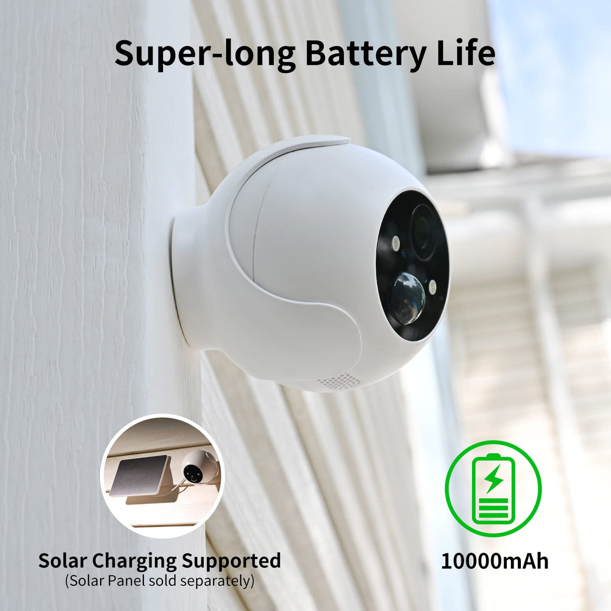 SwitchBot Cámara de Foco para Exteriores 1080P – 10000 mAh, cámara de Seguridad inalámbrica con detección de IA, Impermeable, Funciona con Alexa y Google Home, visión Nocturna a Color, Almacenamiento