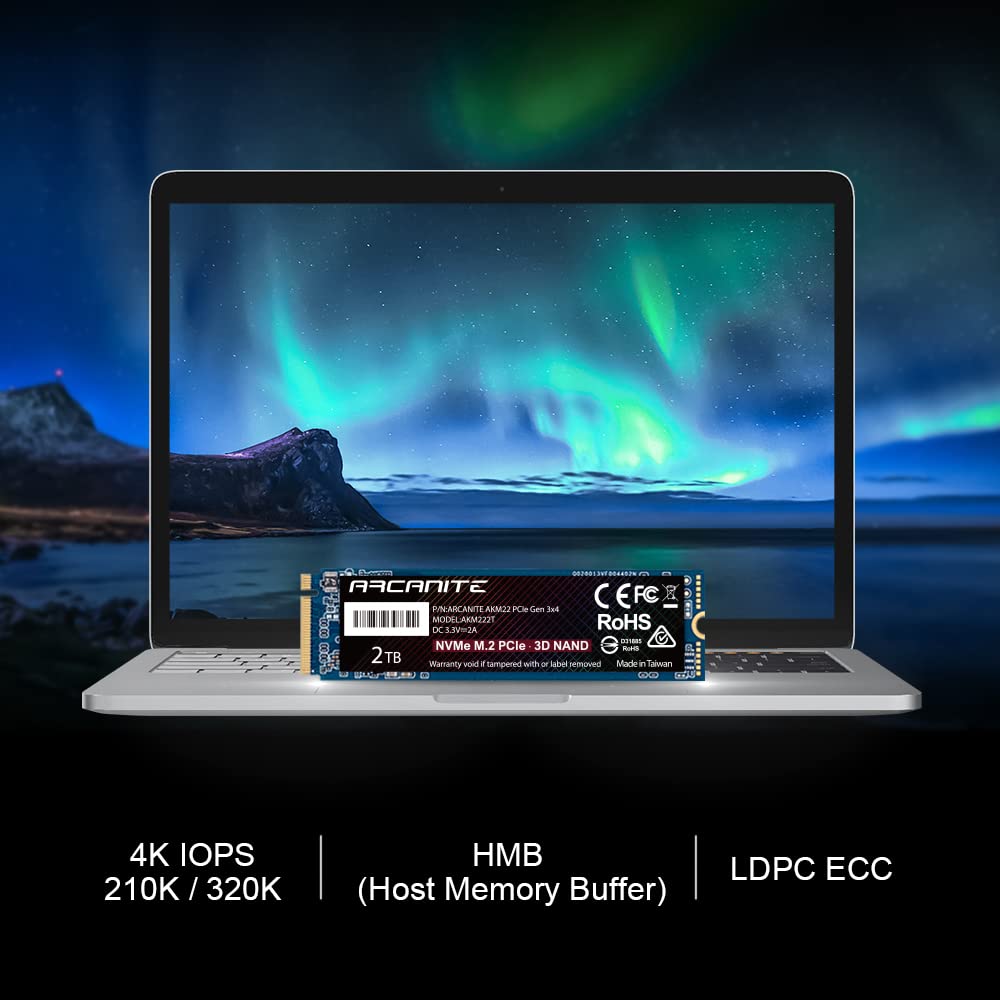 ARCANITE 2 TB NVMe SSD M.2 2280 PCIe Gen 3x4 Disco Duro Sólido Interno SSD