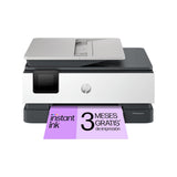 HP OfficeJet Pro 8122e, Impresora multifunción profesional de tinta A4 a color, Copia, Escáner, Mobile Fax, Wi-Fi, Impresión a doble cara automática, 3 meses de impresión Instant Ink con HP+, Gris