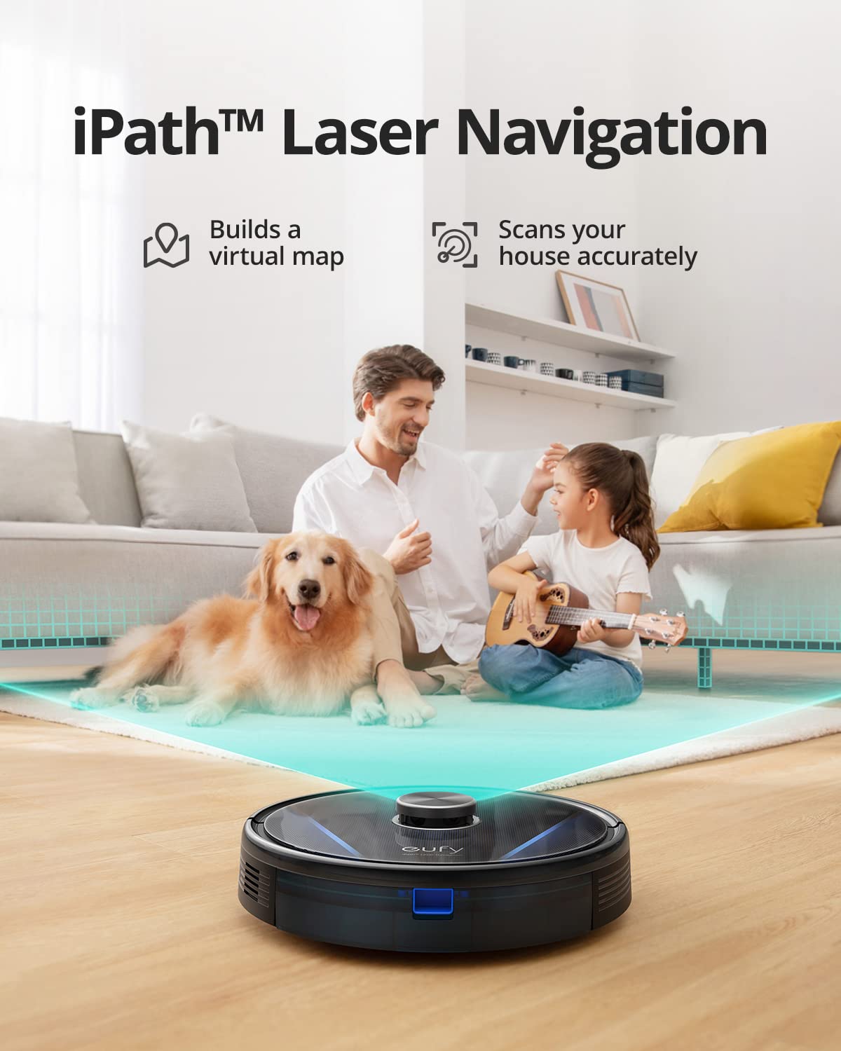 eufy RoboVac LR30 Hybrid+ Robot aspirador y fregasuelo, vaciado auto, 60 días capacidad, navegación láser iPath, 3000 Pa succión, escaneado varios pisos, control avanzado aplicación,funciona con Alexa