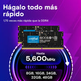 Crucial RAM DDR5 128GB Kit (2x64GB) 5600MHz SODIMM CL46, Memoria para Ordenador Portátil/Laptop, Mini PC, Memoria de Alto Rendimiento - CT2K64G56C46S5