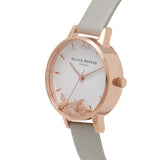 Olivia Burton Reloj Analógico de Cuarzo para Mujer con Correa en Piel Gris - OB16CH03