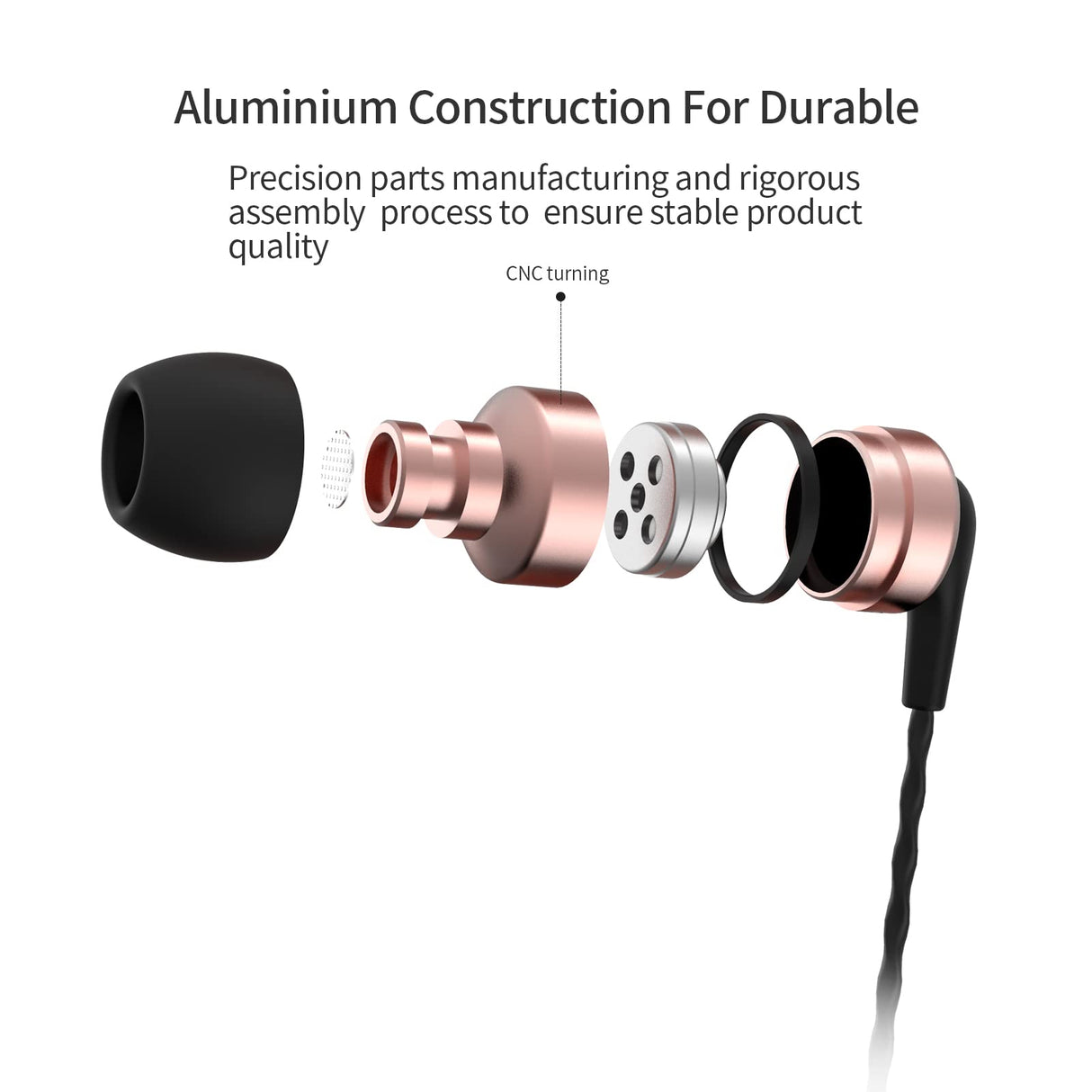 SoundMAGIC Auriculares In-Ear con micrófono, E80C Auriculares, Estéreo Auriculares con Cable para teléfonos Inteligentes, Conector Universal de 3,5 mm, cancelación de Ruido,Graves potentes,Dorado
