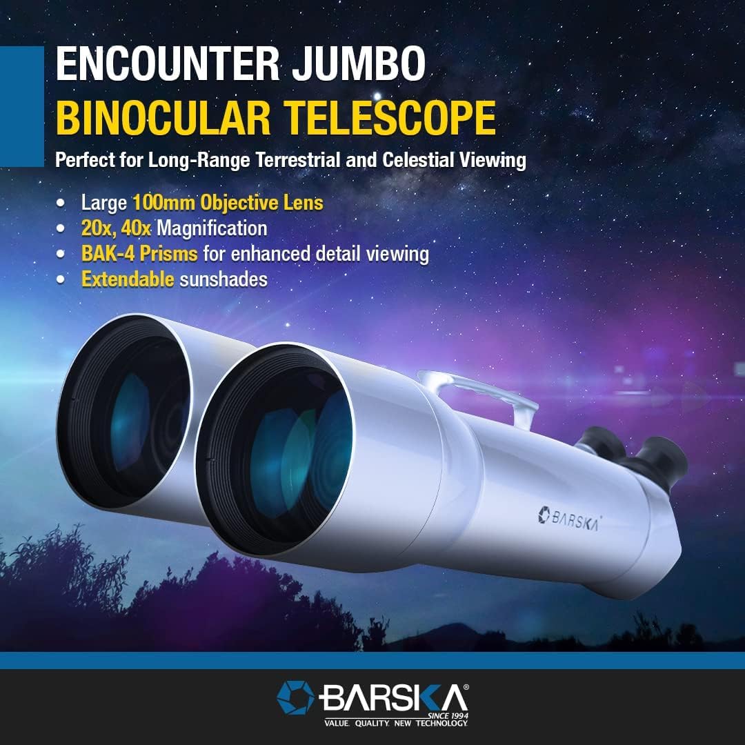 Barska Blueline – 20 x, 40 x 100 Impermeable Jumbo Binocular W/Premium Duro Caso