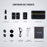 NEEWER CM28 Sistema Micrófono Lavalier Inalámbrico con Estuche Carga Cancelar Ruido 4GB Almacenamiento 9H Grabación 48KHz Audio 16 Bits Micrófono Solapa Compatible con iPhone iPad Android PC Cámara
