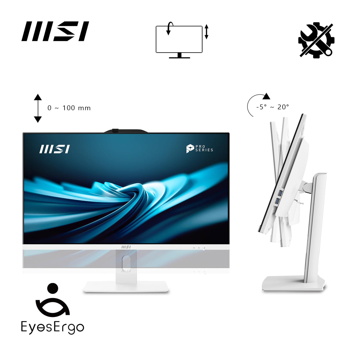 MSI Pro AP242P 14M-636DE All-in-One weiß - 23.8" FHD Display (60,5cm), Intel Core i5-14400, 8GB DDR5 RAM, 512GB M.2