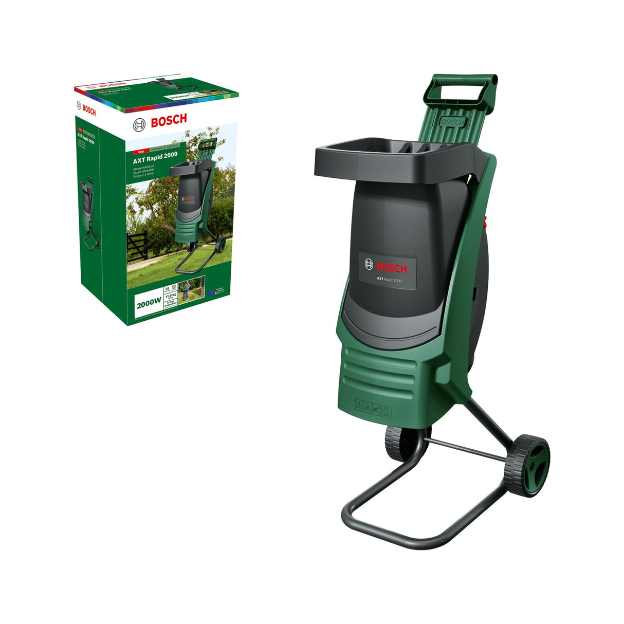 Bosch biotrituradora AXT Rapid 2000 (para triturar eficazmente los residuos del jardín; potente motor de 2000 W)