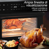 Bakaji Horno freidora de aire caliente, capacidad de 30 litros, 1800 W, freidora seca sin aceite, con pantalla táctil, 18 programas, función de doble cocción, temporizador, regulación de temperatura,