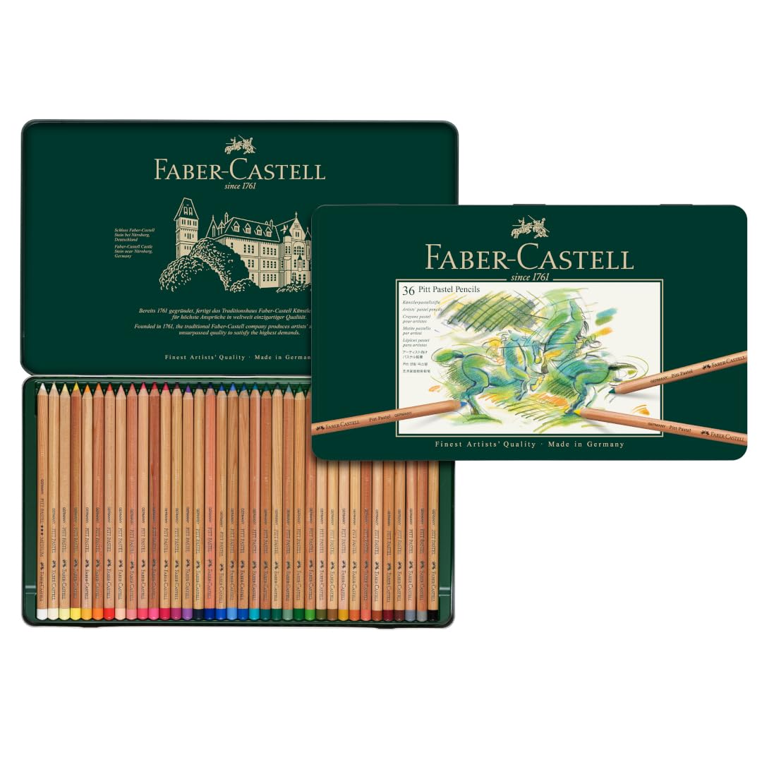 Faber-Castell 112136 - Estuche de metal con 36 ecolápices Pitt pastel, multicolor
