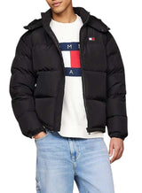Tommy Jeans Cazadora Acolchada Hombre con Capucha, Negro (Black), XXL