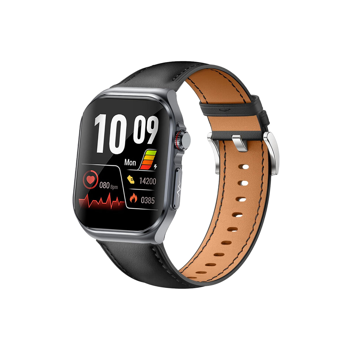 VALDUS Knauermann Pro 3 Fan Edition Angular (2025) Gris reloj de salud, reloj inteligente con función de teléfono, ECG plus HRV y función SOS, Bluetooth, Bluetooth, apnea del sueño, piel negra, 14-24,