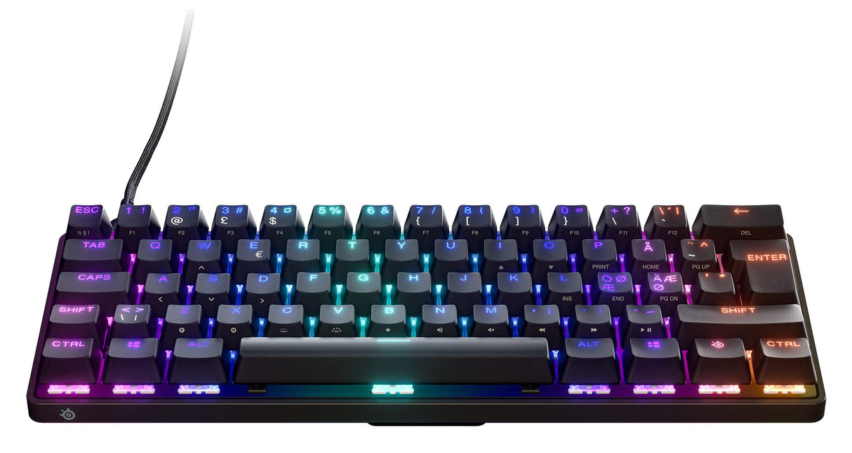 SteelSeries Apex 9 Mini - Teclado Mecánico de Gaming - Interruptores ópticos - Accionamiento de 2 puntos - Forma compacto Esports Mini 60 % - Interruptores intercambiables - Teclado nórdico (QWERTY)