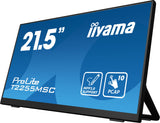 iiyama T2255MSC-B1 21,5" Bonded PCAP 10P Táctil, MPP2.0 (Active Stylus) Supported, 1920x1080, Panel IPS, Flat Bezel Free Glass Front, HDMI, Displayport, 400cd/m², USB Hub 2X 3.0, Altavoces, Bookstand