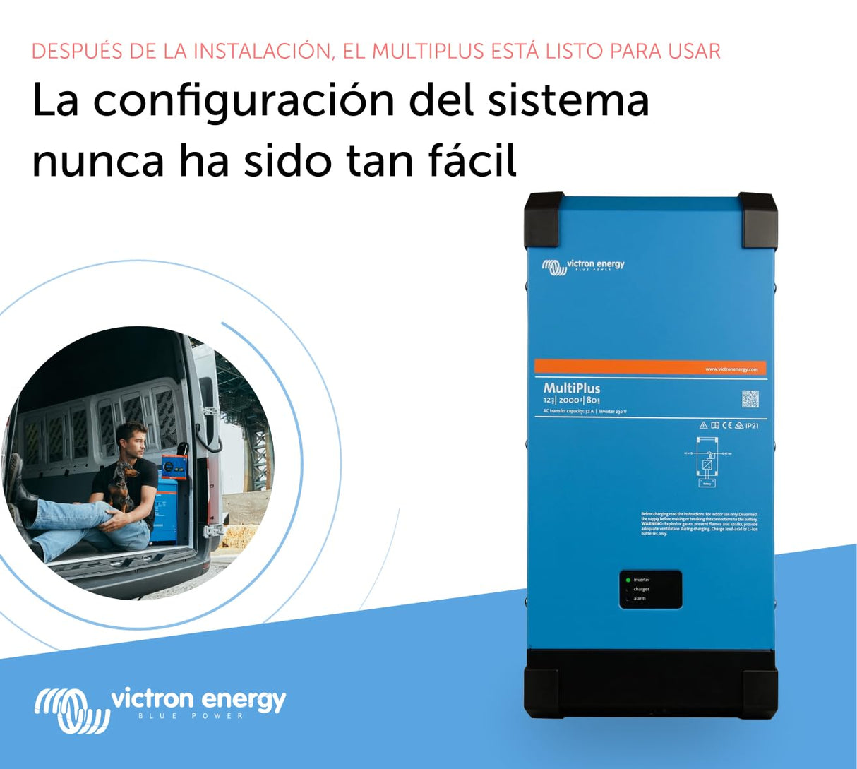 Victron Energy MultiPlus 2000VA 12-Voltios 230V Inversor de Onda sinusoidal Pura 80 amperios Cargador de batería