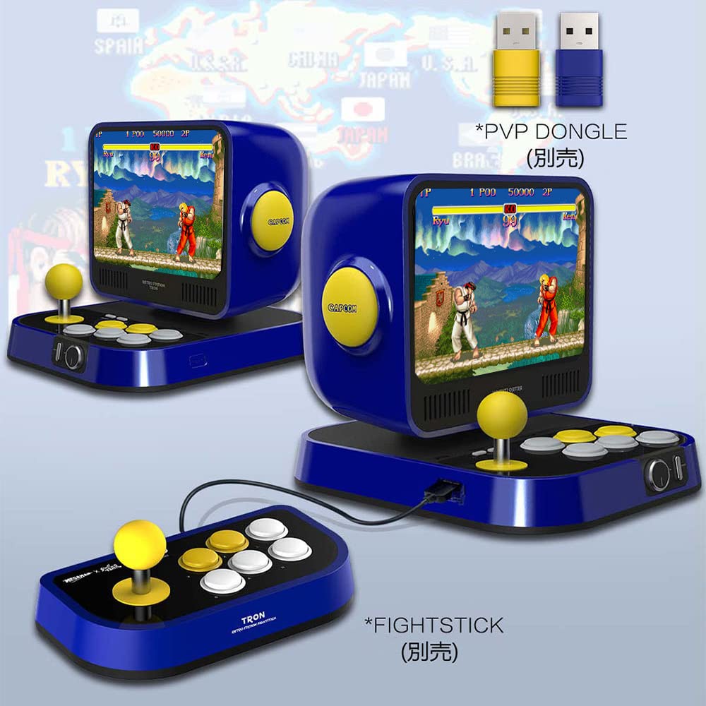 Retro Station Capcom - Consola de Arcade, precargada con Juegos Oficiales de Capcom 5 Street Fighter Series y 5 Juegos Mega Man Series, Monitor LCD de 8 Pulgadas y Compatible con Salida HDMI a