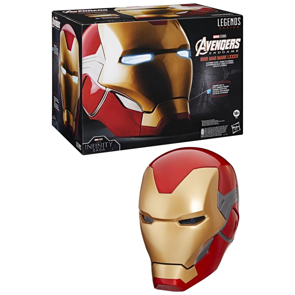 Marvel Legends Series, Casco electrónico premium de Iron Man con efecto de luces, Avengers: Endgame, Artículo para juego de rol de adultos