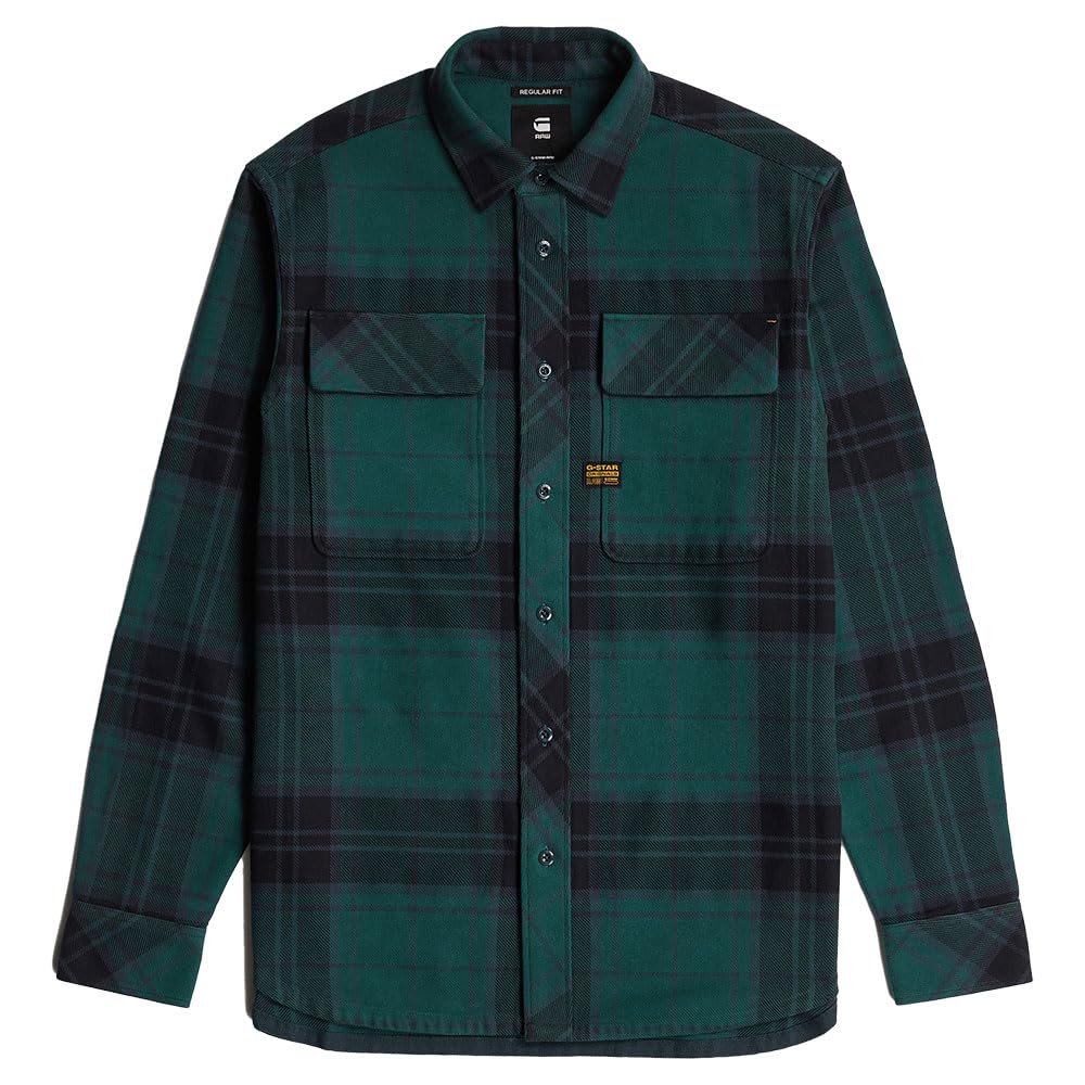 G-STAR Para Hombre Camisa CPO Regular, Multicolor (Bright Billet Green Luke Check D23583-D749-G718), S