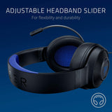 Razer Kraken X para consola - Auriculares Gaming con cable para consola (micrófono Cardiod plegable, controladores de 40 mm personalizados, conexión de 3,5 mm, almohadillas ovaladas) Negro y azul
