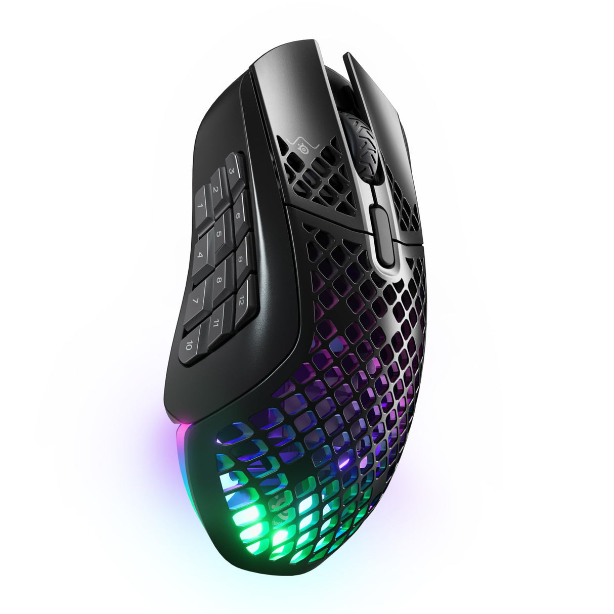 SteelSeries Aerox 9 Wireless - Ratón gaming RGB - Ultraligero resiste al agua - 18 botones - Bluetooth/2,4 GHz - Sensor TrueMove Air 18K DPI