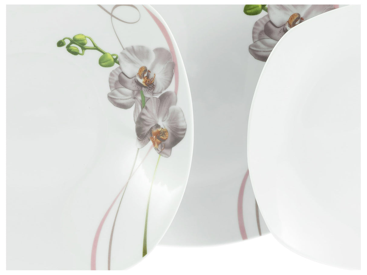 CreaTable, 24026, Serie Square Orchidee, 30-teiliges Geschirrset für 6 Personen, Kombiservice aus Porzellan, spülmaschinen- und mikrowellengeeignet, Qualitätsproduktion