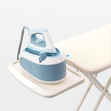 Brabantia - Mesa de Planchar C - con Soporte Sólido Unidad de Vapor - Universal Ajustable - para Diestros y Zurdos - No se Desliza y No Araña - Plegable - Denim Negro - 124x45 cm