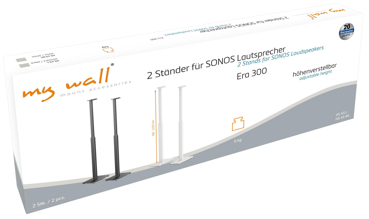 my wall SonosEra300 HS45WL - Soporte para Altavoces (2 Unidades, Altura Regulable, alineación de Sonido, desacoplamiento, Base SonosEra300)