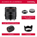 Samyang Objetivo de retratos AF 75 mm F1.8 FE (Pequeño pero absoluto) - Autofoco full frame y APS-C distancia focal fija - Para Sony E Mount A9 II A7 III A7C II A7C R A6600 A6500 A6400 A6300 y más