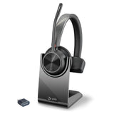 Auricular inalámbrico y soporte de carga Poly Voyager 4310 UC - Auricular Bluetooth monoaural con micrófono de brazo con cancelación de ruido - Conéctalo a PC/Mac/dispositivo móvil
