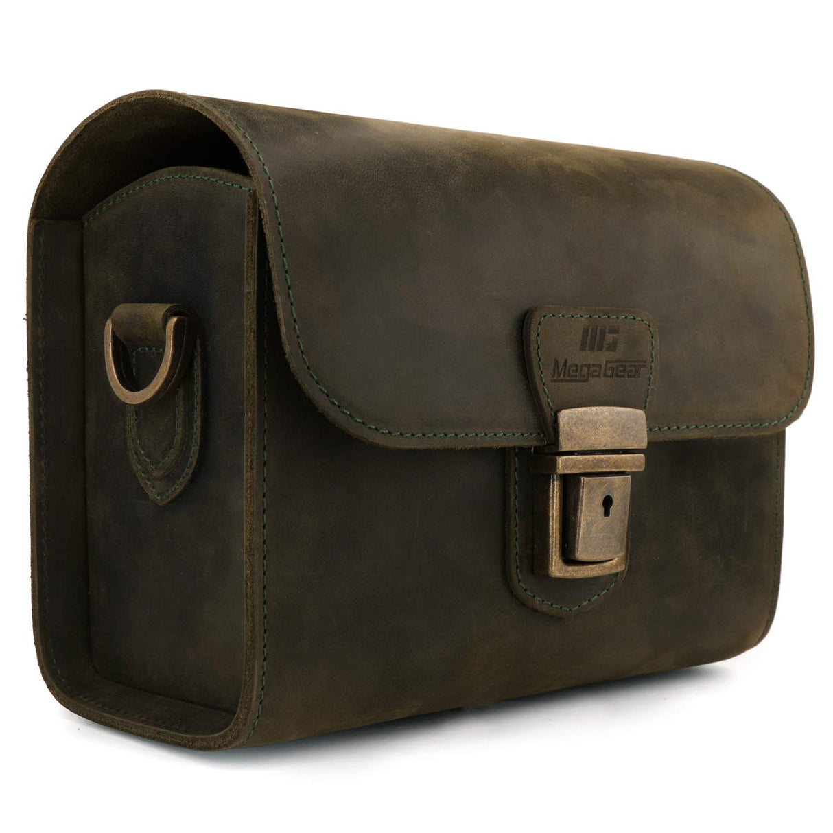 MegaGear Pebble MG1723 - Bolso Bandolera de Piel para cámaras réflex Digitales y sin Espejo, Color Verde