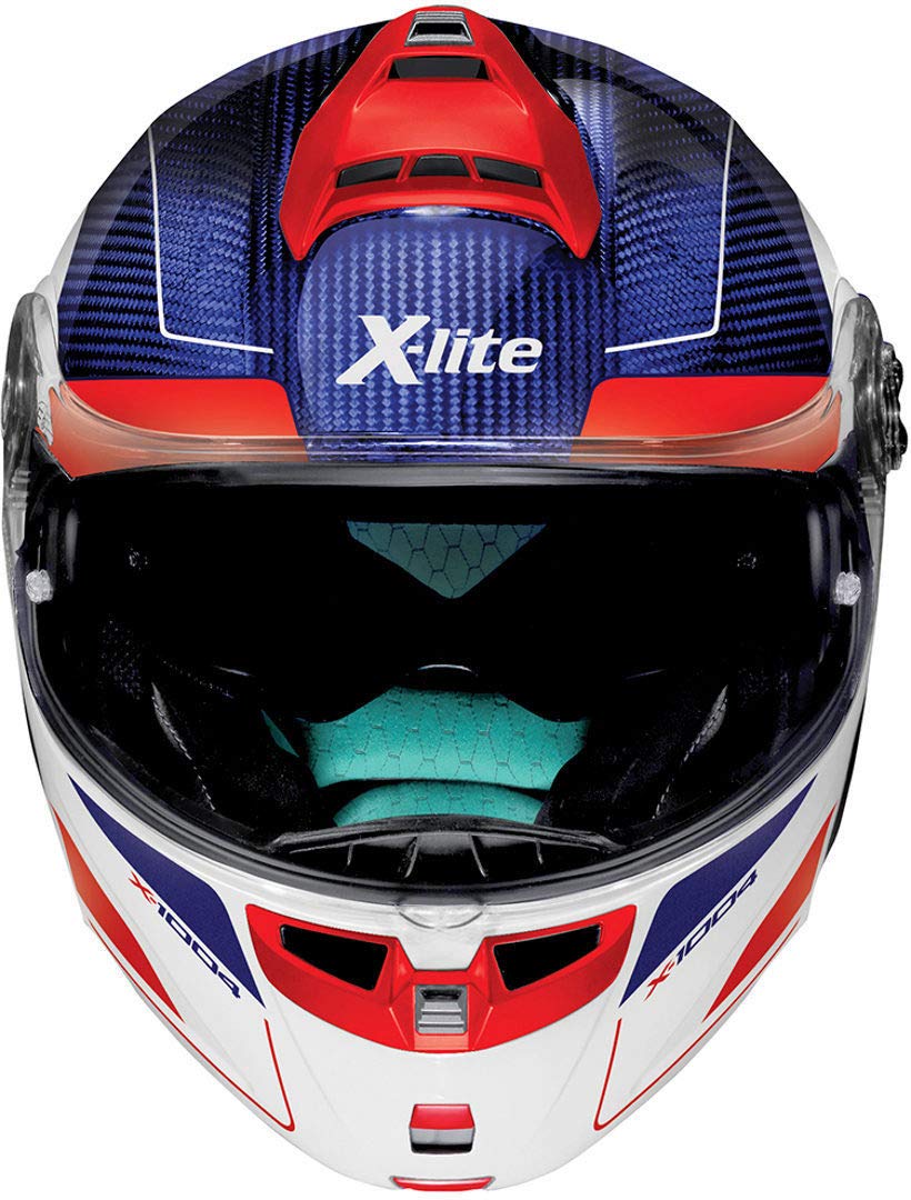 X-Lite X-1004 Ultra Carisma Carbón Tint Blue Glossy White Chin Guard S