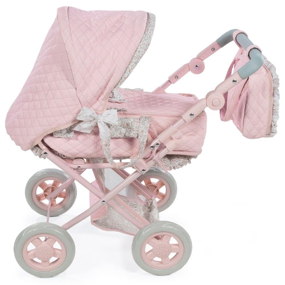 Diset La Nina - Cochecito/Silla para muñecas Violeta Rosa Flor (37X65X44 Cm)