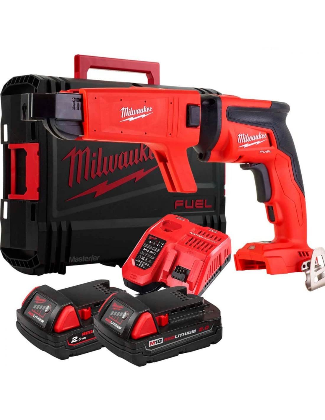 Milwaukee M18 FSGC-202X 4500RPM 18V Ión de litio Negro, Rojo atornillador inalámbrico - Destornillador (18 V, Ión de litio, 2 kg)
