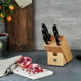 ZWILLING Bloque de cuchillos, 7 piezas, Bloque de bambú, Cuchillos con mango especial de acero inoxidable/plástico, Twin Pollux