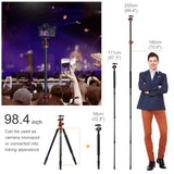 K&F CONCEPT 240cm Trípode de Cámara, Trípode Video Profesional con Columna Central Transversal con Rótula de Bola Panorámica y Placa de Liberación para DSLR Cámara T254A8+BH-28L(SA254T1)